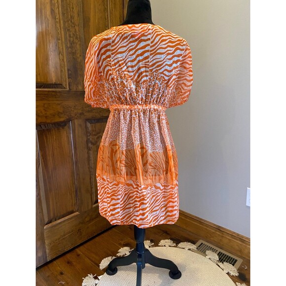 Peppermint Bay Swimsuit Coverup Women’s Medium Sheer Orange Animal Print Sexy - Picture 4 of 9
